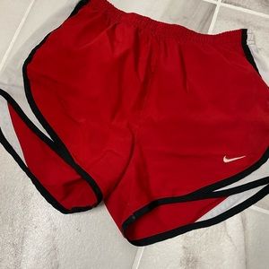 Red Nike tempo shorts